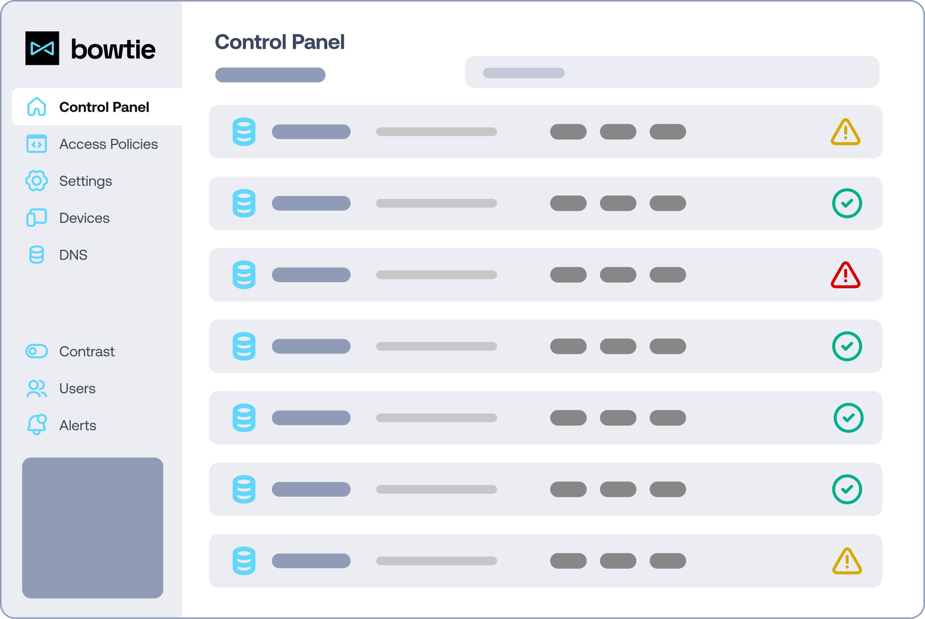 Bowtie control panel